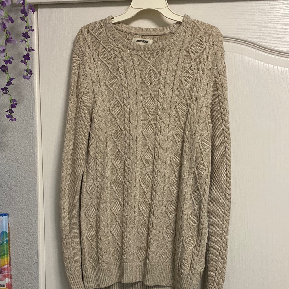 oversized cream cable knit sweater